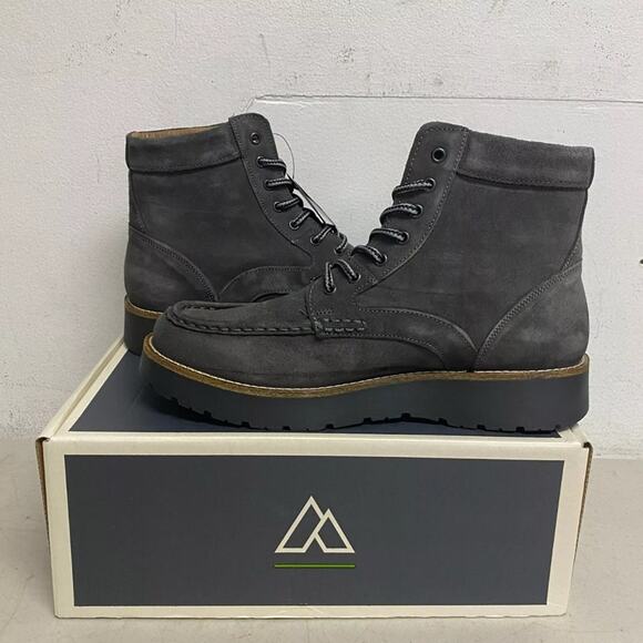 Alpine Mens Bryson Lace Up Moc Toe Style Gray Suede Leather Upper NEW - 11 - Picture 2 of 7